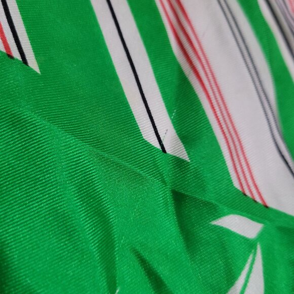 Vintage Echo Silk Scarf Green Nautical Sailboat Print Red Black Stripes As-Is - Picture 6 of 16